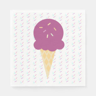 Servilleta De Papel Purpuradas Estrellas y Puntos en Cono de Helado