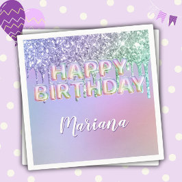 Servilleta De Papel Purpurina arcoiris deduce fiesta de cumpleaños del