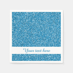 Servilleta De Papel Purpurina Azul Aspecto De Patrón Con Texto Persona