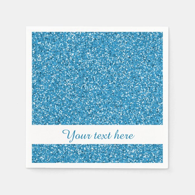 Servilleta De Papel Purpurina Azul Aspecto De Patrón Con Texto Persona (Anverso)