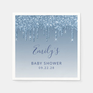 Servilleta De Papel Purpurina azul Drip Baby Shower