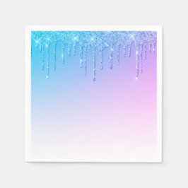 Servilleta De Papel Purpurina azul Ombré Glam Sparkles Fiesta