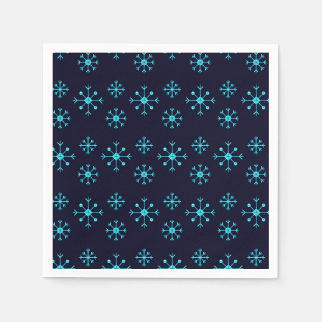 Servilleta De Papel Purpurina azul Snowflakes Napkins (Anverso)