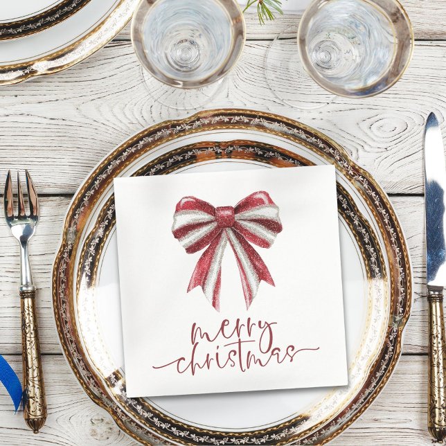 Servilleta De Papel Purpurina Blanco Rojo bebe Feliz Navidad (Subido por el creador)