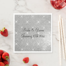Servilleta De Papel Purpurina brillante de plata brillante boda temáti