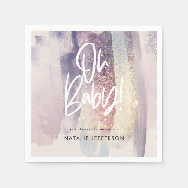 Servilleta De Papel Purpurina chisporroteando en el fiesta de la ducha (Anverso)