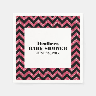 Servilleta De Papel Purpurina de Chevron rosa Baby Shower Napkins