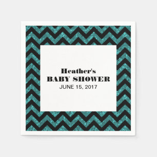 Servilleta De Papel Purpurina de Chevron Turquoise Baby Shower Napkins