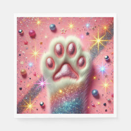 Servilleta De Papel Purpurina de gato rosa, ¡servilletas!