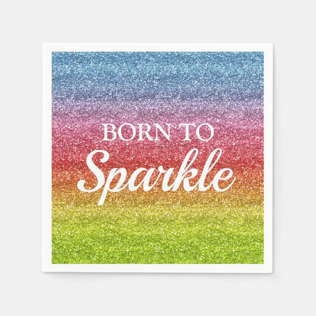 Servilleta De Papel Purpurina de gradiente de arcoiris espumoso nacido (Anverso)