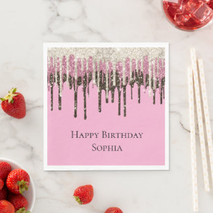 Servilleta De Papel Purpurina de helado de chocolate rosa gotea cumple