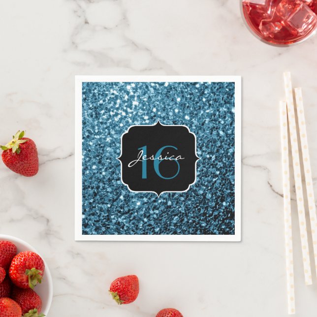 Servilleta De Papel Purpurina de imitación azul claro bebe chispas Swe (In situ)