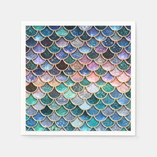Servilleta De Papel Purpurina de lujo multicolor Mermaid Scales