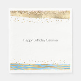 Servilleta De Papel Purpurina de oro azul Aqua