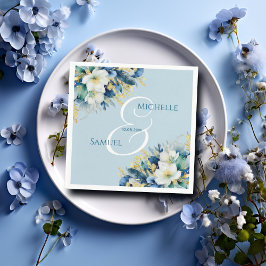 Servilleta De Papel Purpurina de oro azul turbio Boda floral