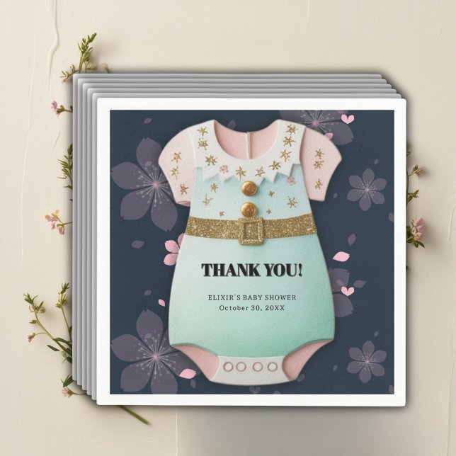 Servilleta De Papel Purpurina de oro Baby Clothes Floral Baby Shower (Subido por el creador)