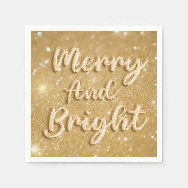 Servilleta De Papel Purpurina de oro de Navidades elegantes (Anverso)