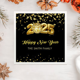 Servilleta De Papel Purpurina de oro Feliz Año Nuevo 2025