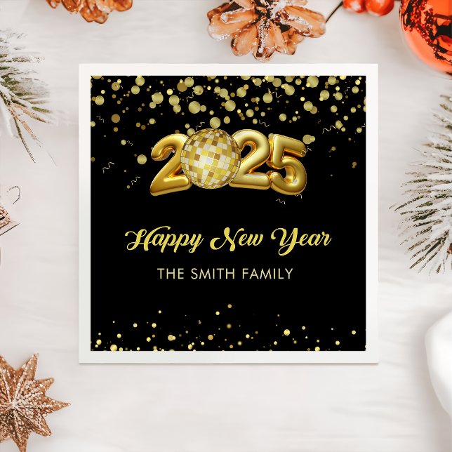 Servilleta De Papel Purpurina de oro Feliz Año Nuevo 2025 (Subido por el creador)