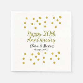 Servilleta De Papel Purpurina de oro feliz boda del 20° aniversario