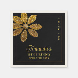 Servilleta De Papel Purpurina de oro floral dulce de la flor 16 cumple