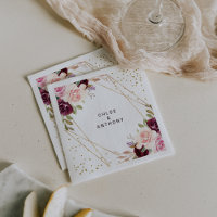 Purpurina de oro geométrico Boda floral de Borgoña