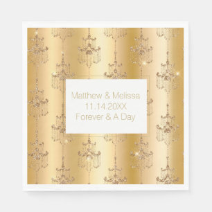 Servilleta De Papel Purpurina de oro Glam Chandeliers Boda