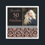 Servilleta De Papel Purpurina de oro Rosa Damask Black 50th Birthday f<br><div class="desc">Rosa purpurina de oro y damasco negro | 50.ª servilleta de papel de cumpleaños. ¡Cincuenta y Fabuloso! Una hermosa y elegante purpurina de oro rosa rosa rosa rosa rosa rosa negro y la servilleta de la fiesta de cumpleaños número 50 que puede personalizar la celebración de su fiesta de cumpleaños...</div>