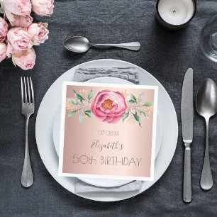 Servilleta De Papel Purpurina de oro rosa de cumpleaños