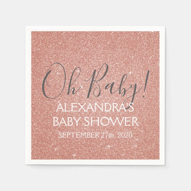 Servilleta De Papel ¡Purpurina de oro rosa y espuma! (Anverso)