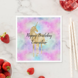 Servilleta De Papel Purpurina de oro Unicorn Púrpura Aqua Rubor