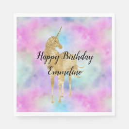 Servilleta De Papel Purpurina de oro Unicorn Púrpura Aqua Rubor