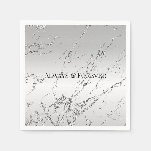 Servilleta De Papel Purpurina de Silver Marble Glam (Anverso)