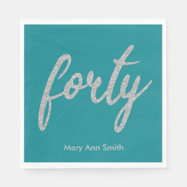 Servilleta De Papel Purpurina del Partido de los 40 Años "Cuarenta", V