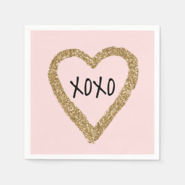 Servilleta De Papel Purpurina dorado Heart XOXO