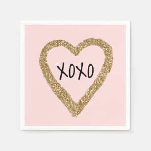 Servilleta De Papel Purpurina dorado Heart XOXO