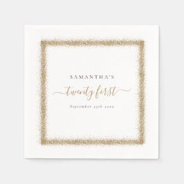 Servilleta De Papel Purpurina dorado Nombre de marco Fecha 21ª Fiesta