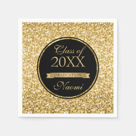 Servilleta De Papel Purpurina Dorado Y Cinta