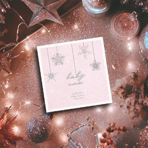 Servilleta De Papel Purpurina exterior frío Snowflakes Baby Shower ros