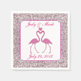 Servilleta De Papel Purpurina Faux Rosado Flamingo Boda Papel Napkins