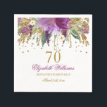 Servilleta De Papel Purpurina floral Sparkling Amethyst 70th Birthday<br><div class="desc">Colección de cumpleaños coincidente en la tienda Little Bayleigh!</div>