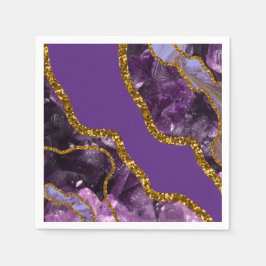 Servilleta De Papel Purpurina Geode de Agate Purple & Gold