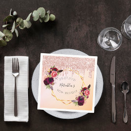 Servilleta De Papel purpurina geométrico rosado rosa de 90 años