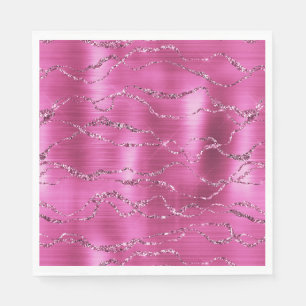 Servilleta De Papel Purpurina Girly Pink Glitz