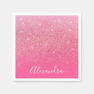 Servilleta De Papel Purpurina Girly Sparkly Rosa Personalizado de nomb