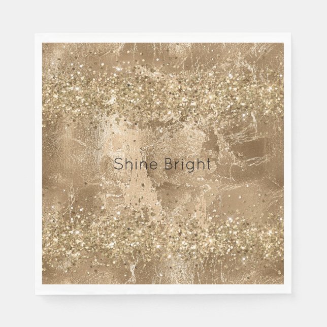 Servilleta De Papel Purpurina Glam Gold Sparkles (Anverso)