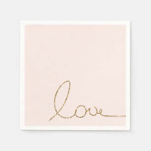 Servilleta De Papel Purpurina Gold Love Rubor Pink Shell