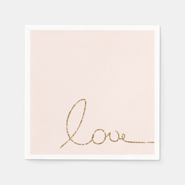 Servilleta De Papel Purpurina Gold Love Rubor Pink Shell (Anverso)