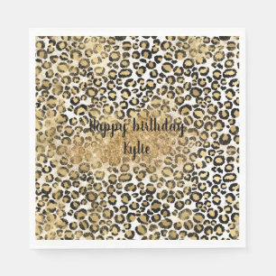 Servilleta De Papel Purpurina Leopard Print Gold
