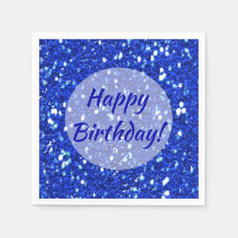 Servilleta De Papel Purpurina Look Sparkly Royal Blue Happy Birday